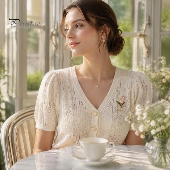 Plant Theme Brooch Flower Pin for Women, Golden Plated Floral Lapel Retro Blossom Badge Pin, Jewelry Daily Wear Parties Artistic