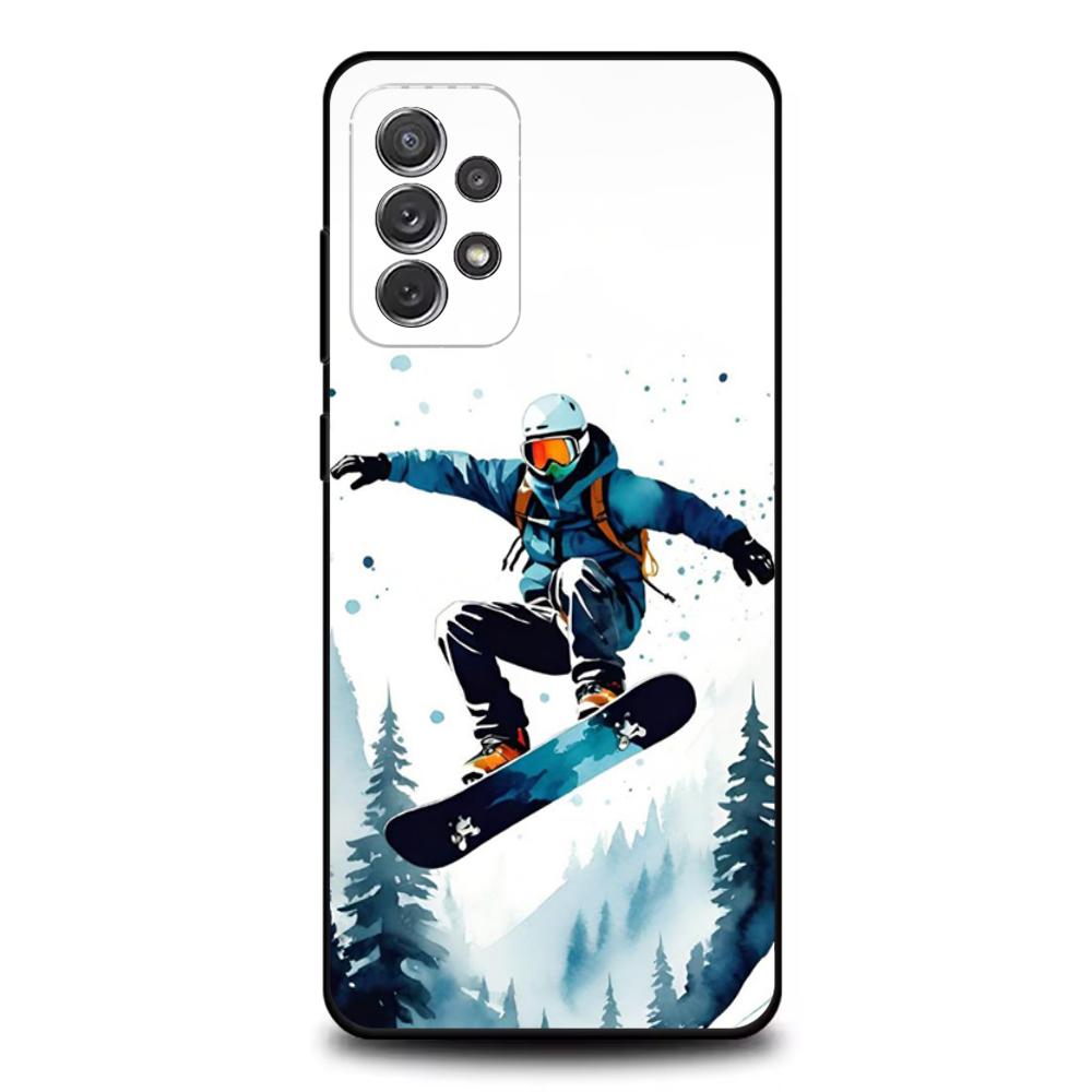 

Skiing Snow Snowboard Ski Phone Case For Samsung S25,S24,S21,S22,S23,S30,Ultra,S20,Plus,Fe,Lite,Note,10,9,5G Black Cover Samsung S225G
