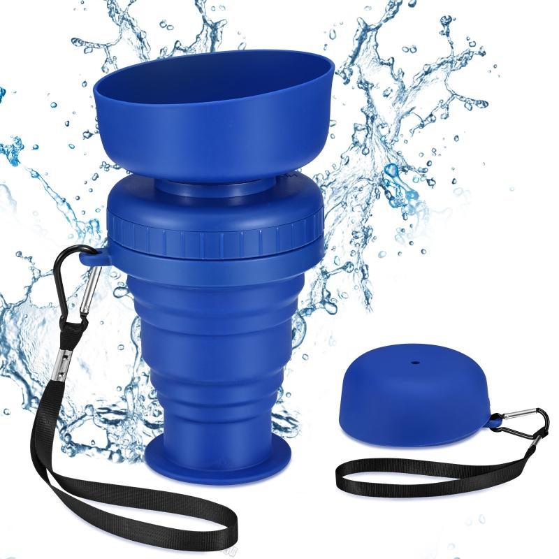 

Foldable Leak-proof Pet Water Bottle Bowl, Large Capacity, Dog Feeder, Food Cup, Portable, Outdoor Drinking Bowl, 500ml синий