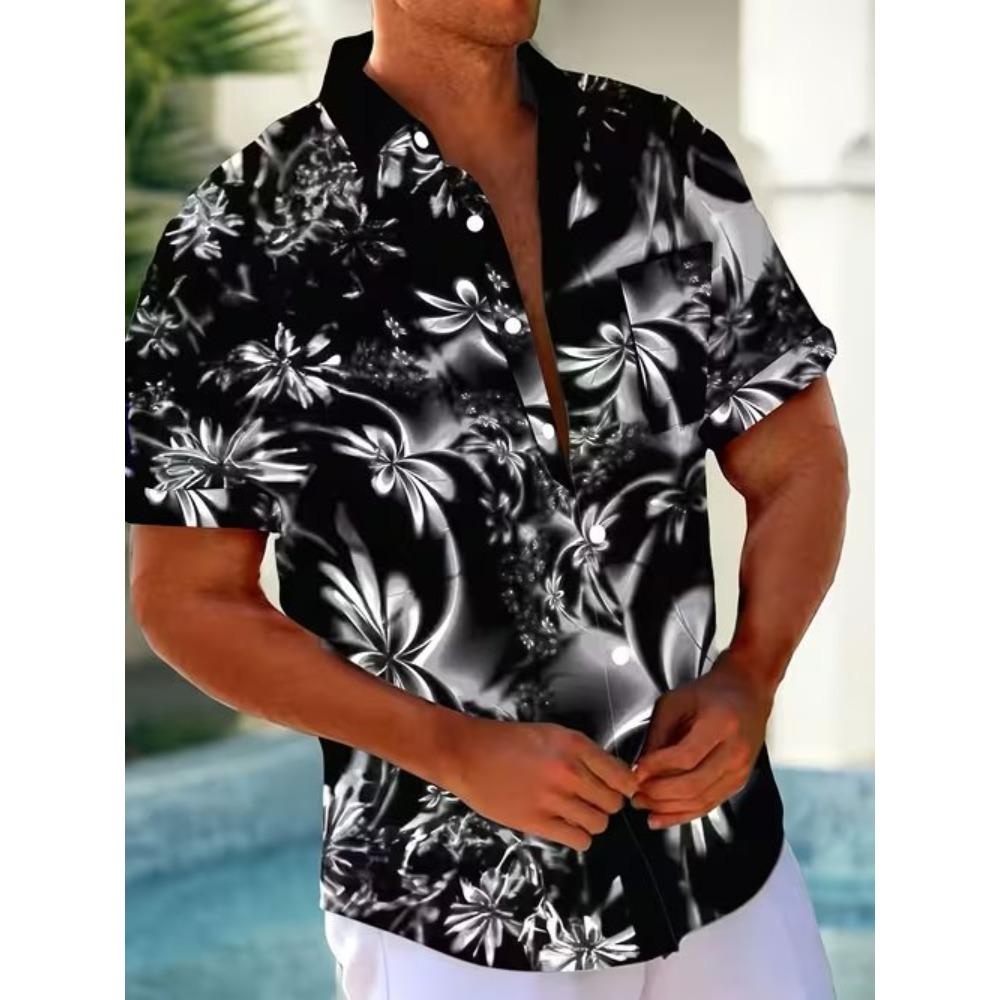 Men's Geometric Pattern 3D Print Shirt Button Up Shirt Casual Shirt Summer Shirt Short Sleeve Daily Vacation Clothing