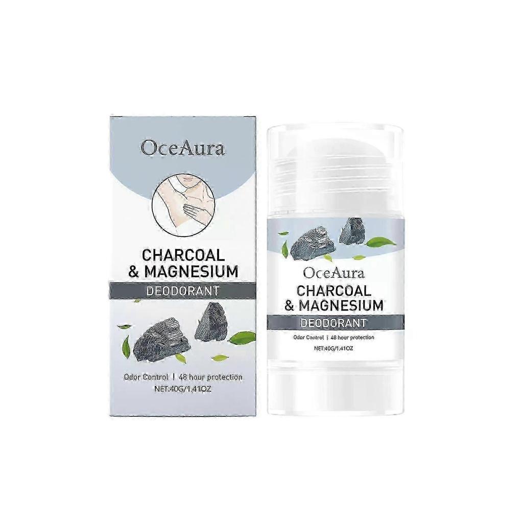Charcoal & Magnesium Deodorant - 48H Odor Control & Sweat Management, Natural Underarm Protection, 40g/1.41oz, Non-Sticky Formula for Sensitive Skin