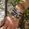 6Pcs/Set Women Bracelet Bohemia Style Elastic Rope Beads Bracelet with Palm Charm Adjustable Length Multi-layer Stackable Bracelets