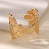 Stainless Steel Leave Bangle Bracelet For Women Simple Vintage Gold Color Geometric Open Cuff Bracelets Fashion Jewelry Gift