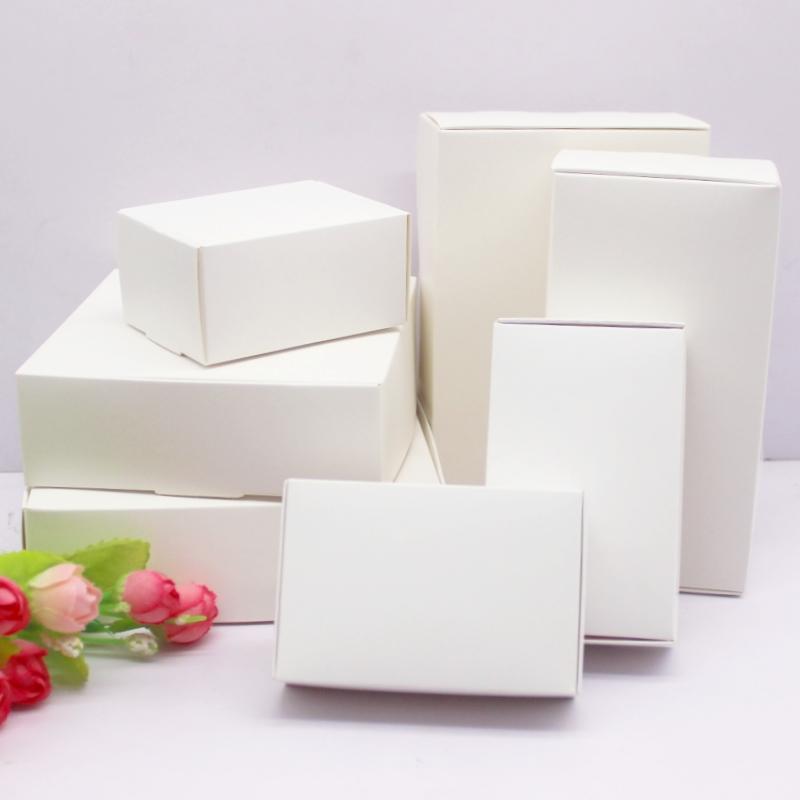 10 pcs various sizes of white/kraft paper boxes, used for holiday gift candy packaging, jewelry packaging