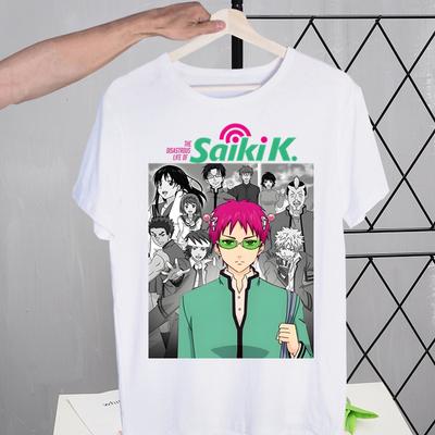 Saiki K Kusuo No Psi Nan Street Style Ležérní Tričko s Krátkým Rukávem Unisex Tričko s O-výstřihem Pánské Tričko Život plný Katastrof Saiki Tričko