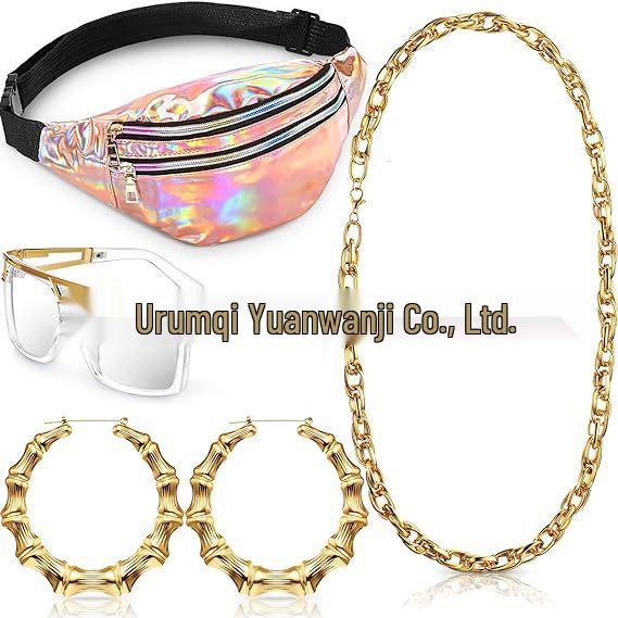 1970-tals Discofest Kostymtillbehör: Dollar Glasögon, Ring, Halsband, Tiotal Rekvisita.