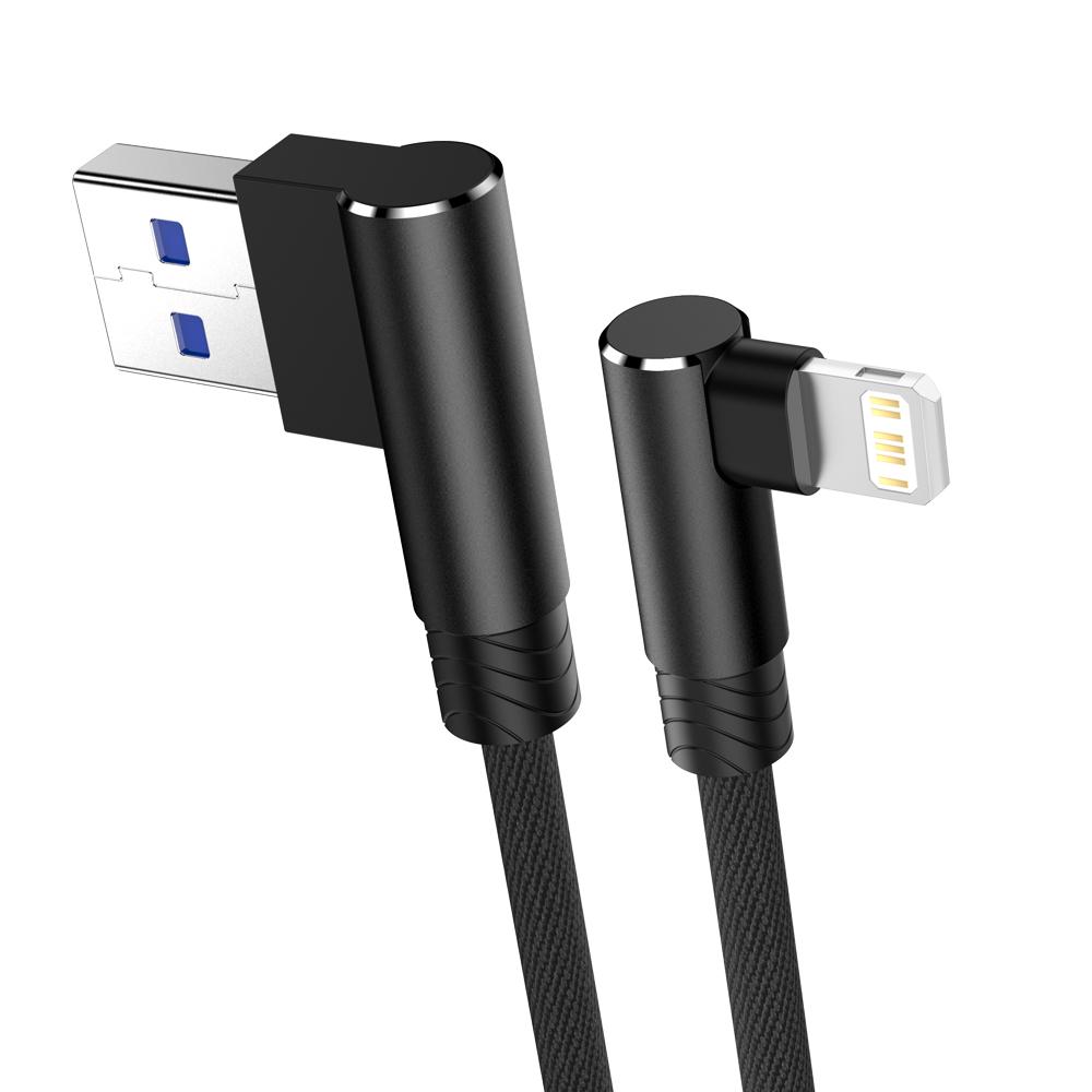 

90-градусный USB-кабель для iPhone 14 13 12 11 Pro Max Xs X XR 6 6s 7 8 Plus iPad Mini 3A кабель для быстрой зарядки и передачи данных для зарядного устройства iPhone 1m