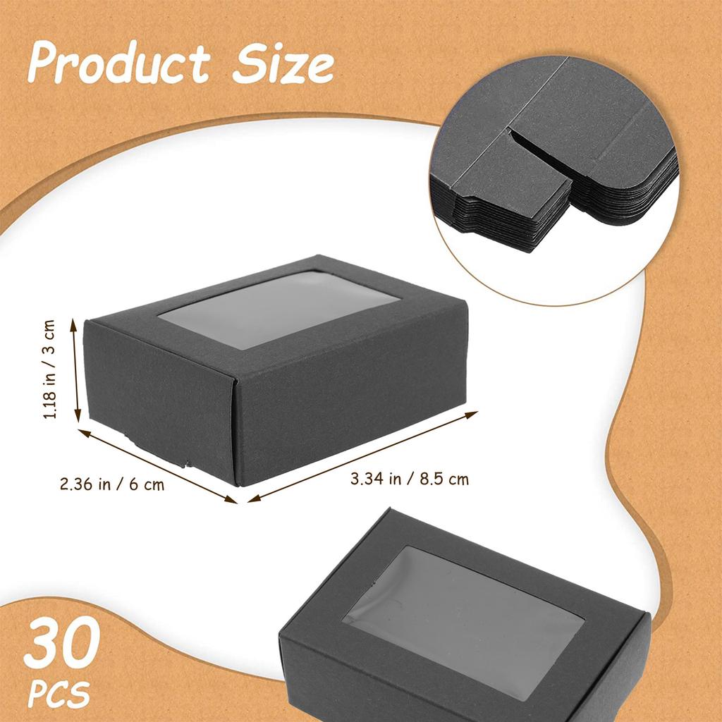 30Pcs Kraft Paper Soap Boxes Small Jewelry Boxes Packaging Window Gift Box Container Party Favor Storage Organizer