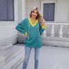 Spring/Summer New Style Striped V-Neck Sweatshirt with Tying Long Sleeve for Women