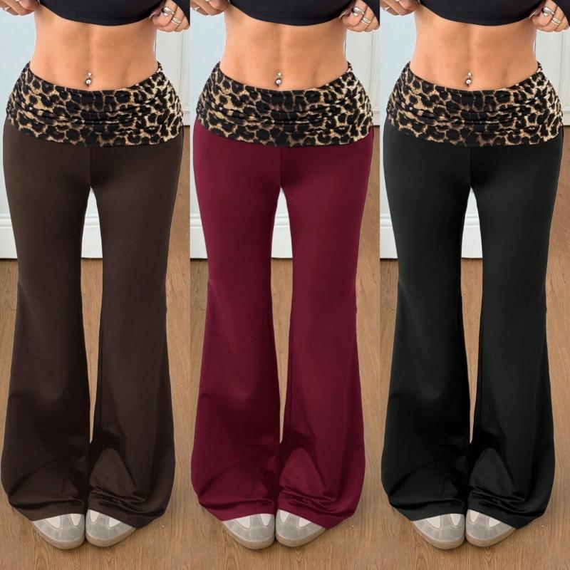 Pantalon de Yoga Splicé à Imprimé Léopard Coupe Ajustée pour Femmes Printemps Été