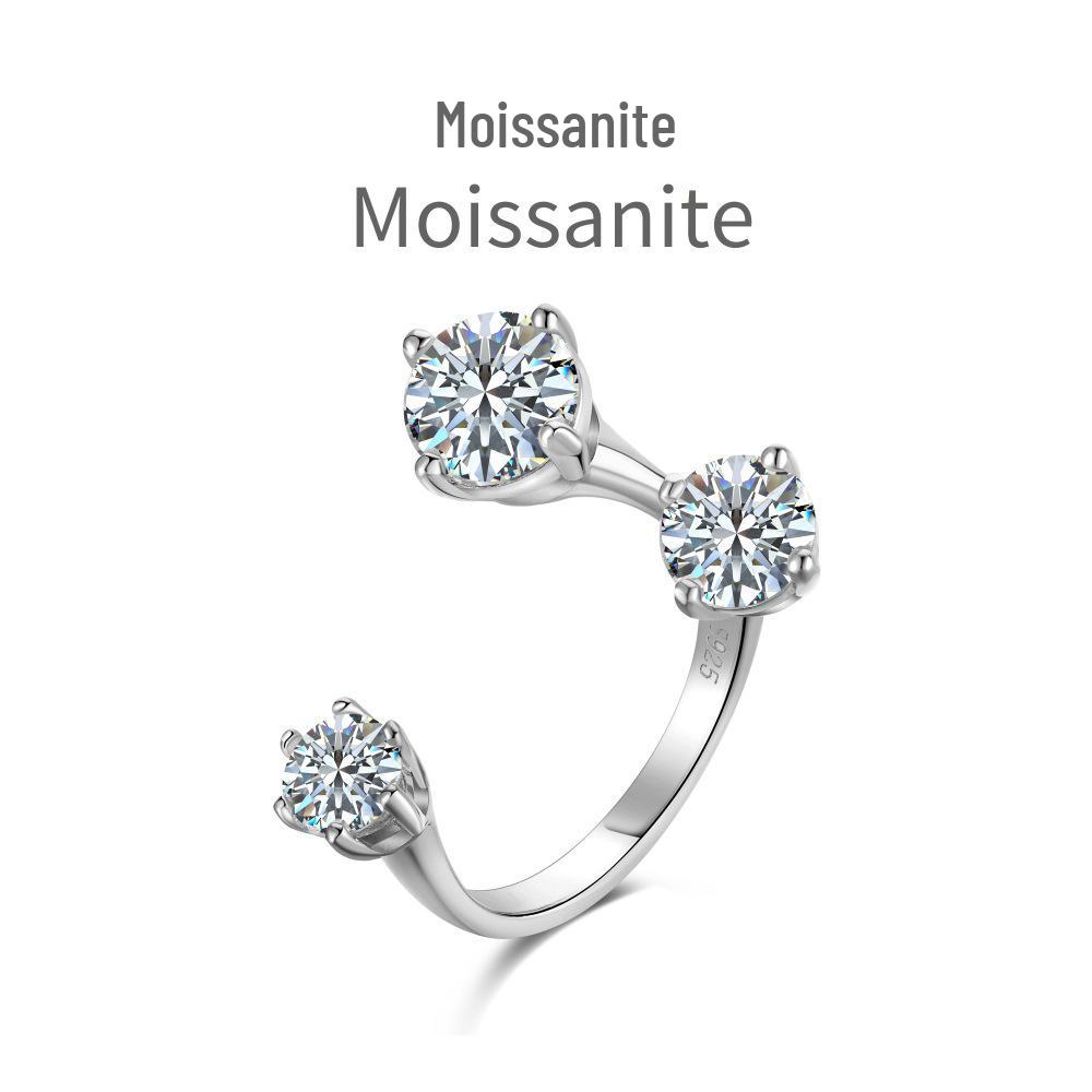 

Personalized 925 Sterling Silver Moissanite Ring for Women, Exquisite Stackable Open Design, High-End Feel, Index Finger Accessory Adjustable Open Ring