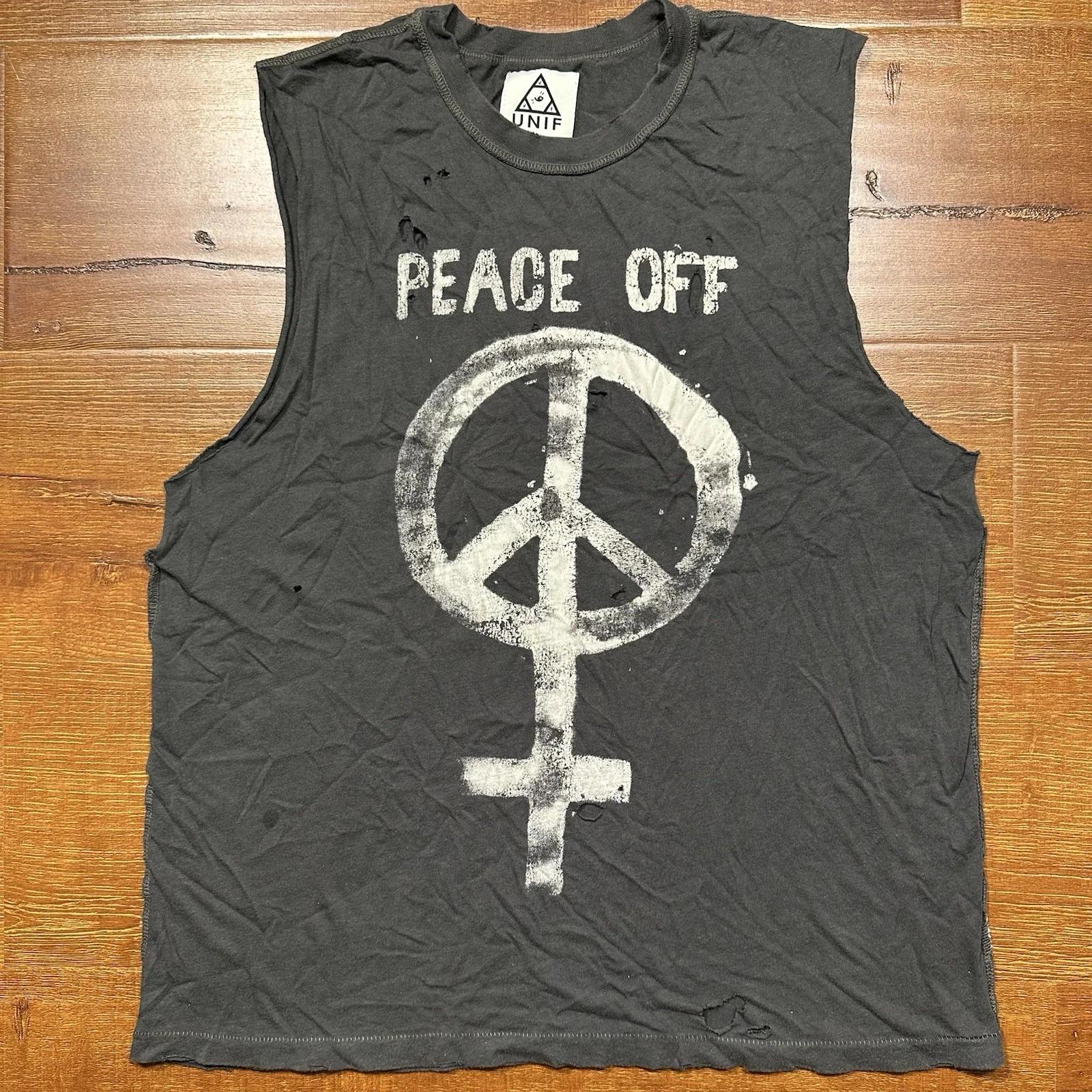 

UNIF Футболка без рукавов Peace Off Мужская M Черная Крест Мир Ограниченная Редкая Альт Панк Рок Винтаж XL