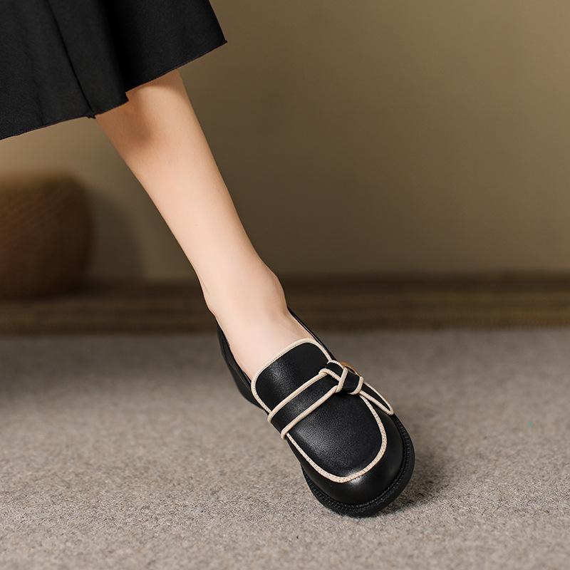 

Женские туфли-лодочки на толстом каблуке, повседневные, из маленькой кожи, в стиле колледжа 34 чёрный