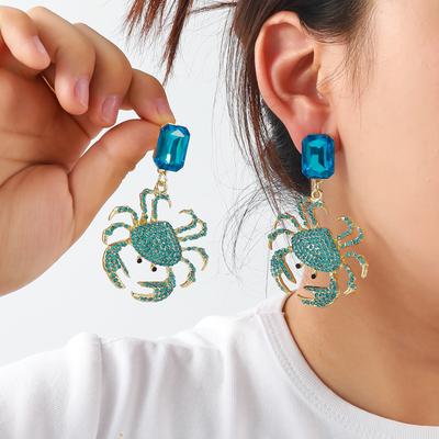 Geometrisches Licht Luxus Diamant Design Krabbenohrringe Damen Modisch Übertrieben Marine Sommer Stil Schmuck Zubehör