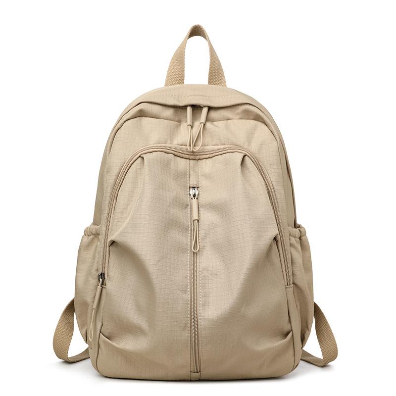 Solid Color Travel Backpack Water-Repellent Large Capacity Schoolbag for Middle School Students