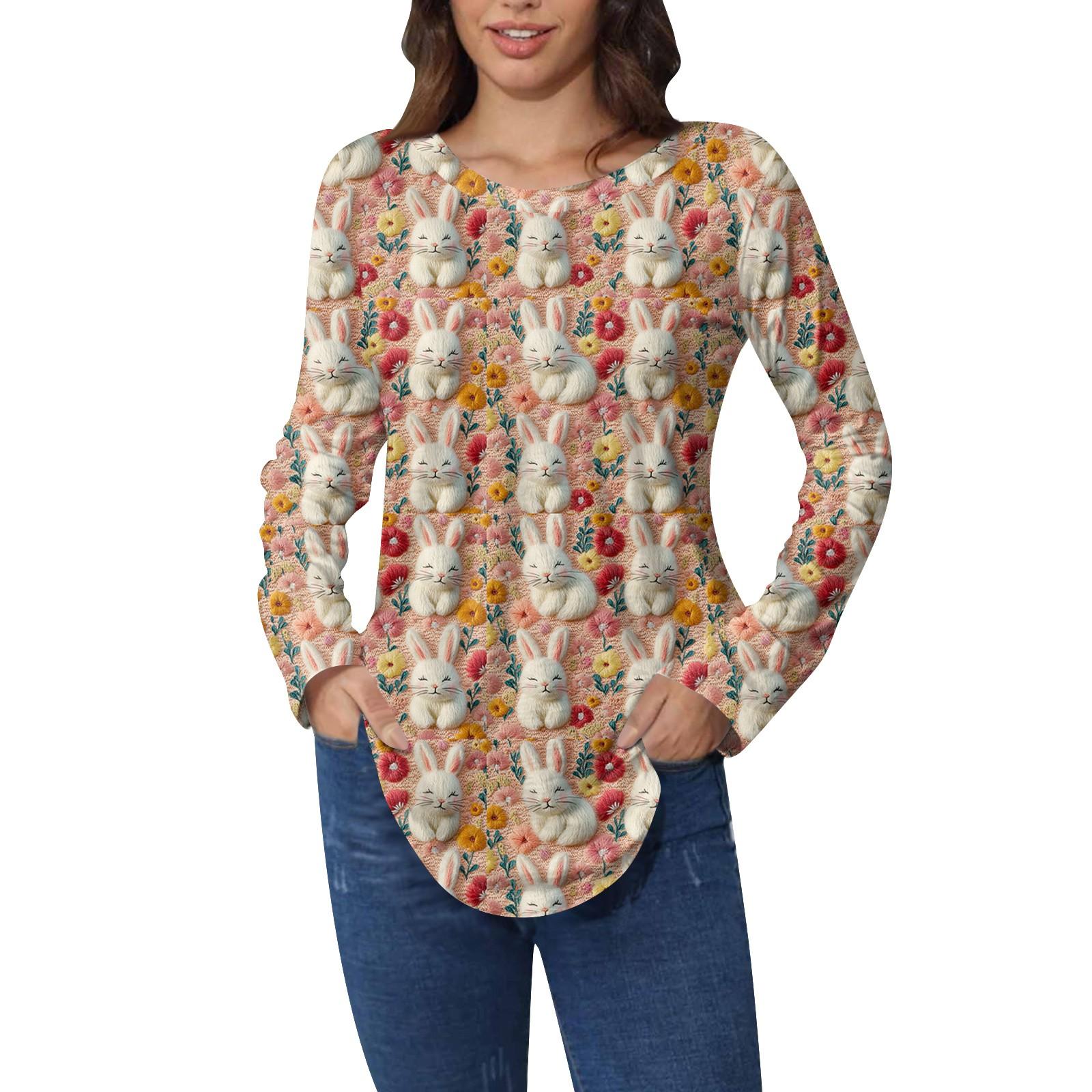 

Пасхальные рубашки для женщин Милая футболка с принтом в виде сердца с длинным рукавом Туника Топы из хлопка Пуловеры M коричневый