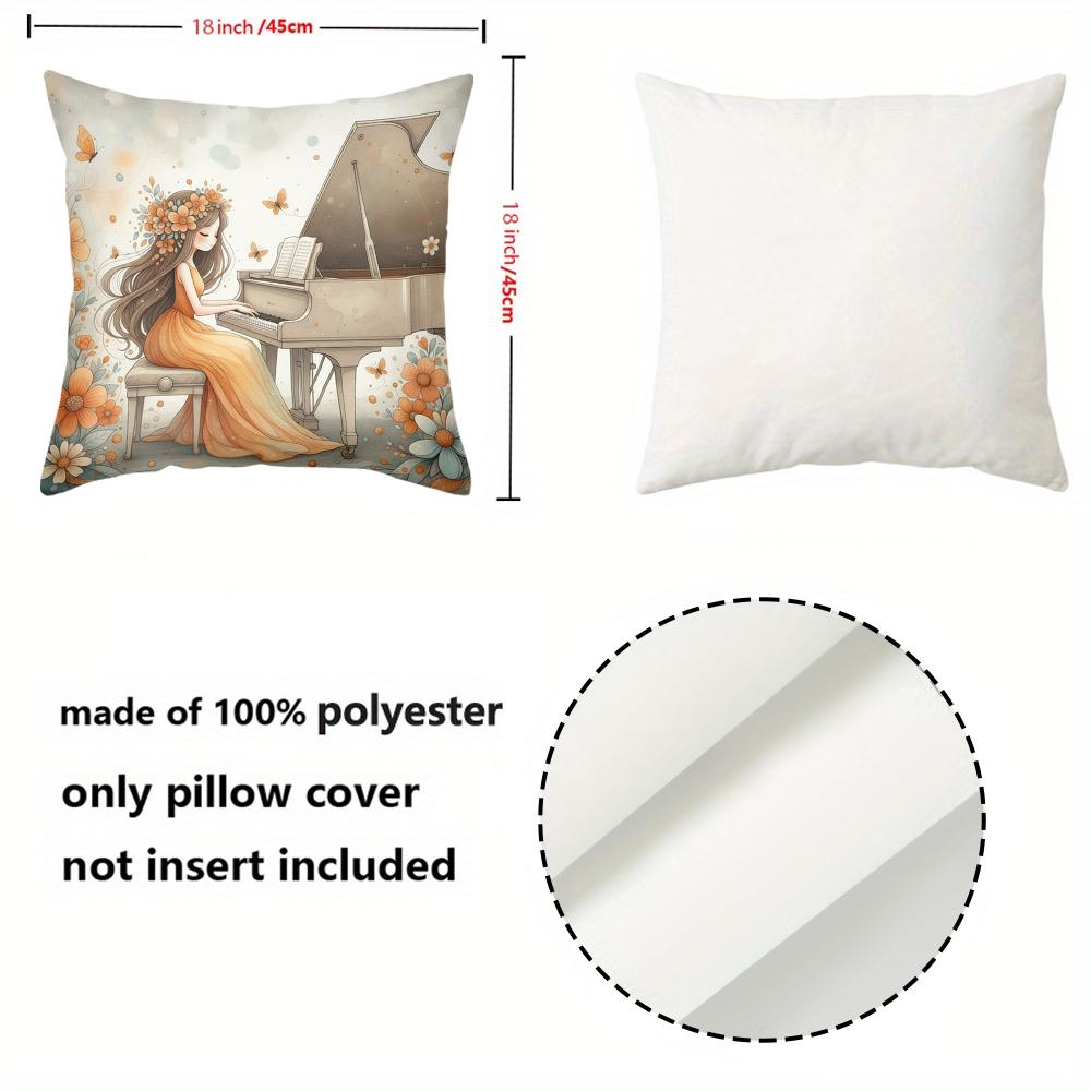 2D flat printing Girls with Flowers Design Decorative Throw Pillows Polyester pillowcase, sofa decorative cushion cov