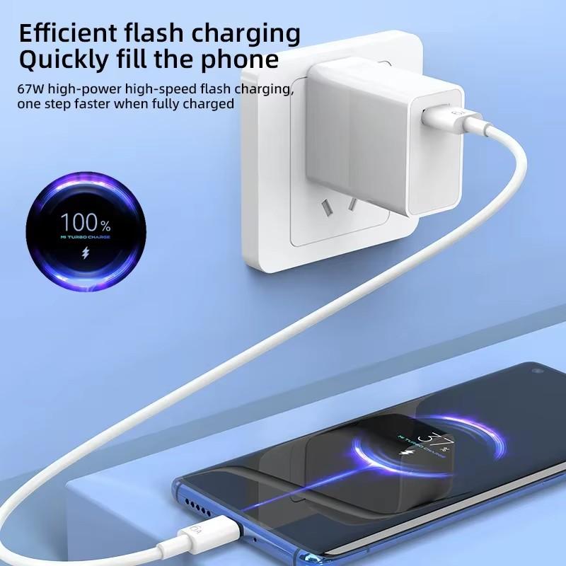 US 6A 67W Turbo Fast Wall Charger For Xiaomi 10 11 12 13T Redmi Note 9 10S 11T 12 POCO F5 X3 X4 X5 Pro Type-C USB Charging Cable