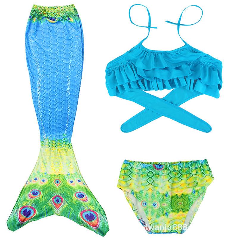 Mermaid Tail Children'S Swimsuit Girls Princess Clothes Girl Mermaid Baby Three-Piece Set