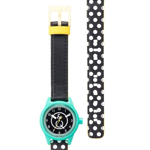 Citizen Cue & Cue Smile Solar Analog Mini Series Watch, Waterproof, Urethane Strap, Polka Dot Pattern, Black, RP01J033