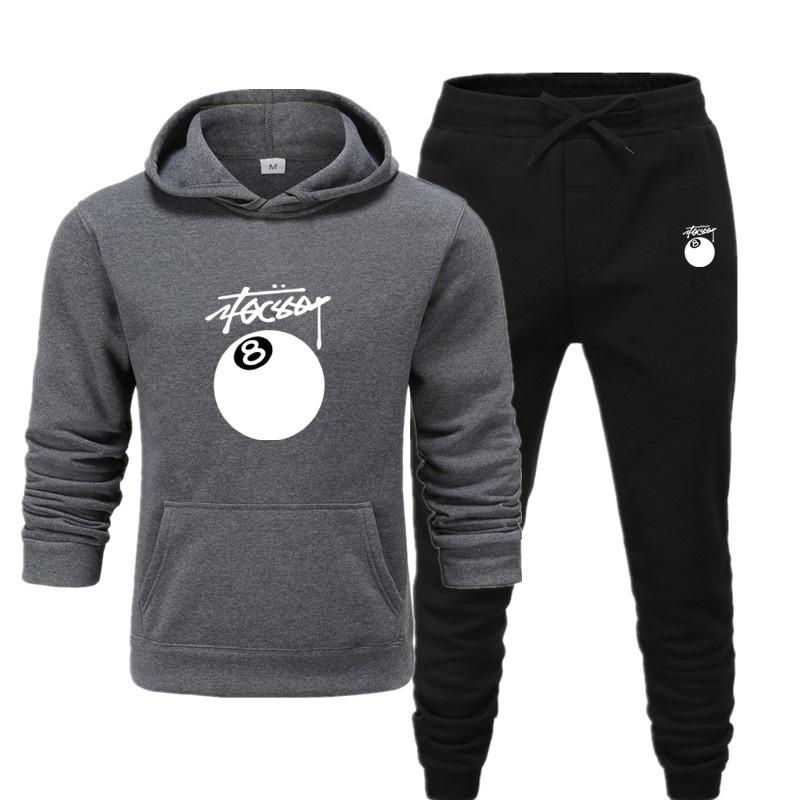 Herr- och damny höst- och vinter plusstorlek bordtennis Nej. 8 Tryckta Sportkläder med Huva Casual Sportklädesset