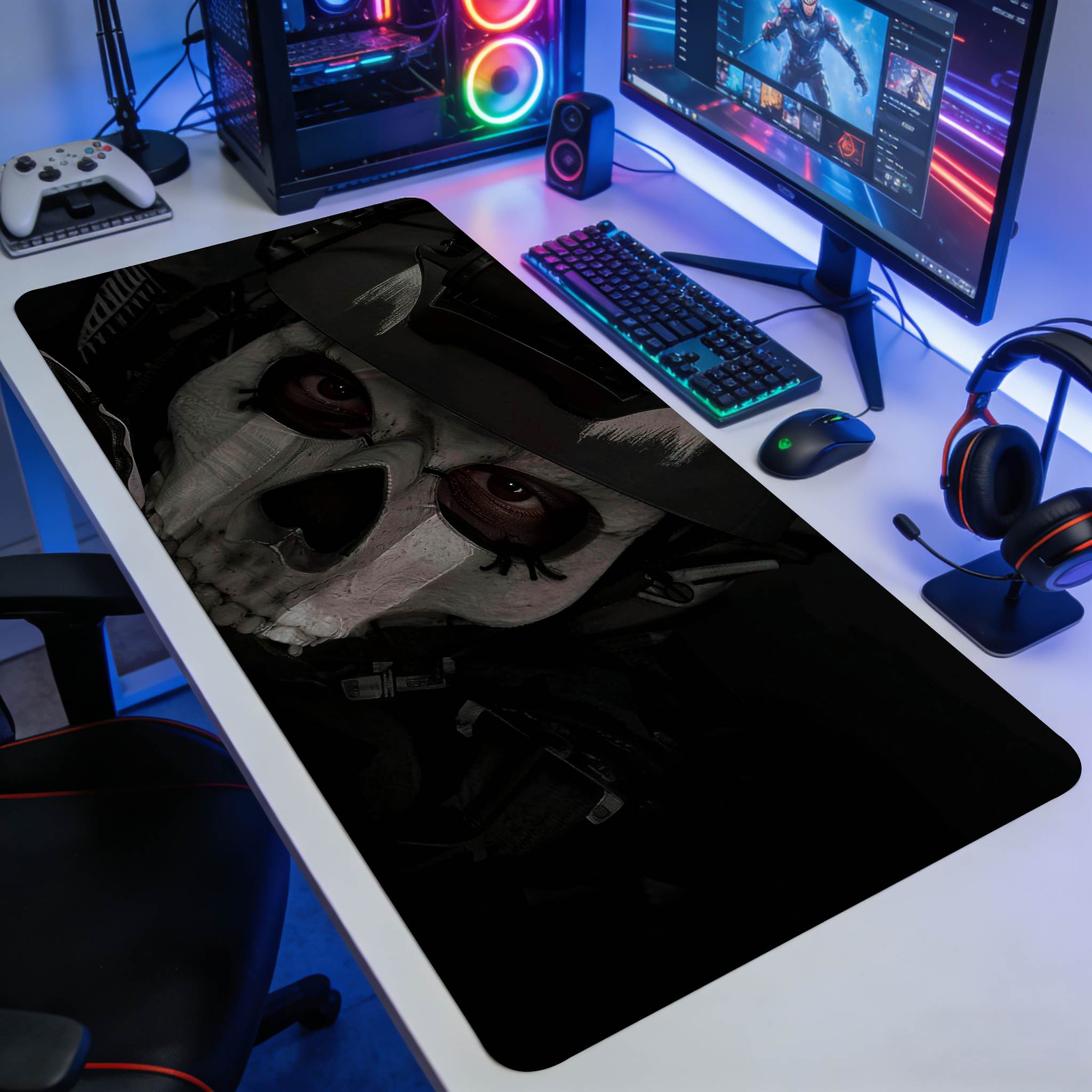 Skull Commando Mouse Pad Extra Large Gaming Mousepad with Dark Aesthetic Extended Gaming Keyboard Mat with Skull Art 300x800x2mm