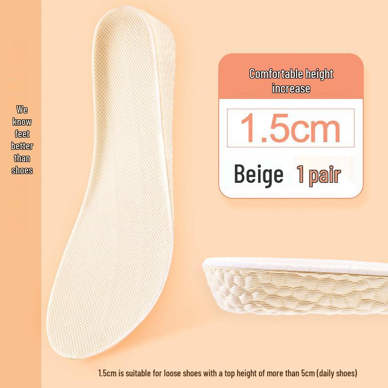 Boost Popcorn Height-Increasing Insoles for Men & Women - Breathable, Sweat-Absorbent, Flexible, Soft, Lightweight Sports Inner Height Enhance Pad