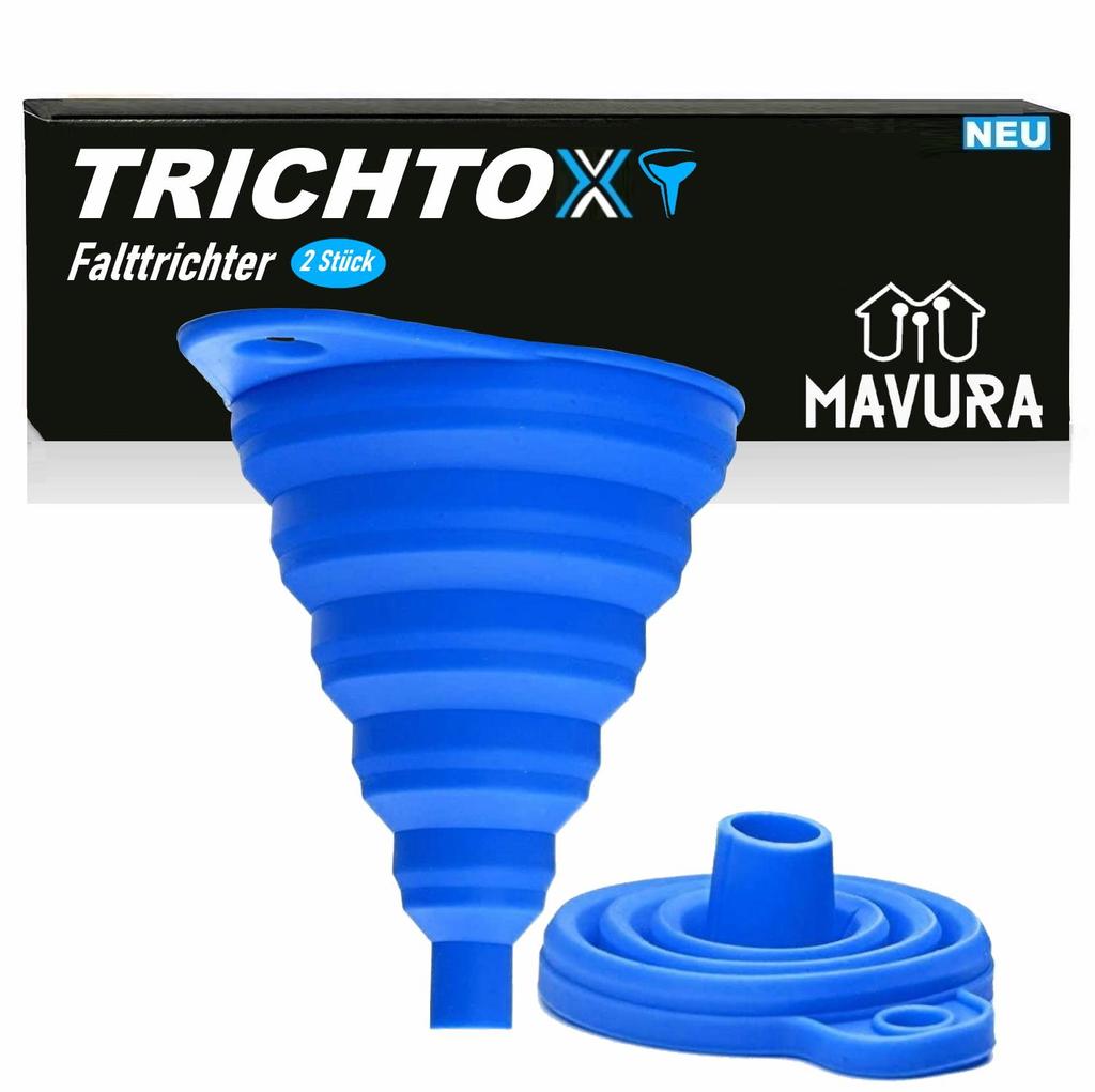 TRICHTOX Funnel Folding Funnel Filling Aid Foldable Blue [2 Pieces]