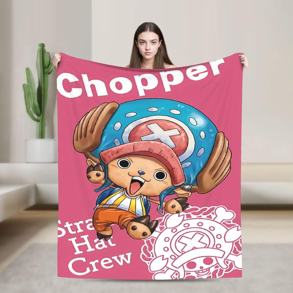 Tony Chopper Flannel Blanket Winter Anime Warm Bedding Throws for Kids Adult Couch Bed Fluffy Bedspread Sofa Bed Cover