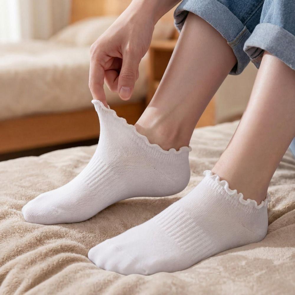 6Pairs Thin Low Cut Socks Frilly Women Ruffle Socks Cute Ankle Socks  Home