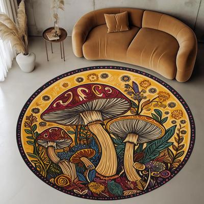Runder Pilzteppich Blumenmuster Weiche Küche Wohnzimmer Dekoration für Schlafzimmer Bohemian Teppich Teppich für Hippie Moderne Kreis Teppiche