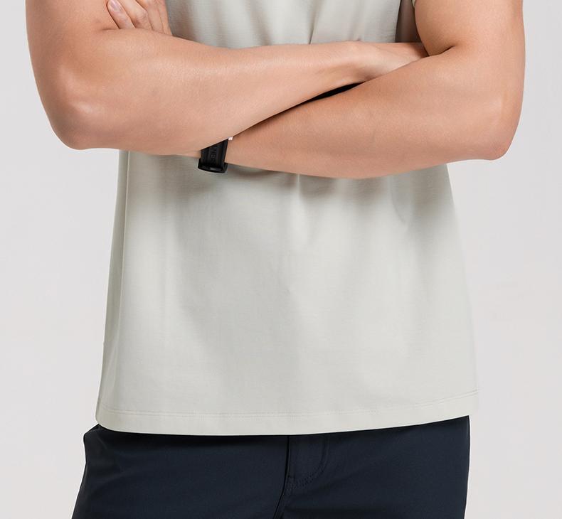 [Refreshing and Breathable] Langdeng Men's Summer Fashion and Leisure Lyocell Cotton Henley Neck Short Sleeve T-shirt