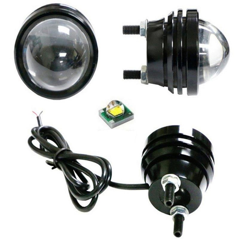 2pcs 12V LED Fish Eye Projector Lens Fog Lights Car DRL Daytime Running Light Eagle Eye Brake Reverse Parking Lamps Universal