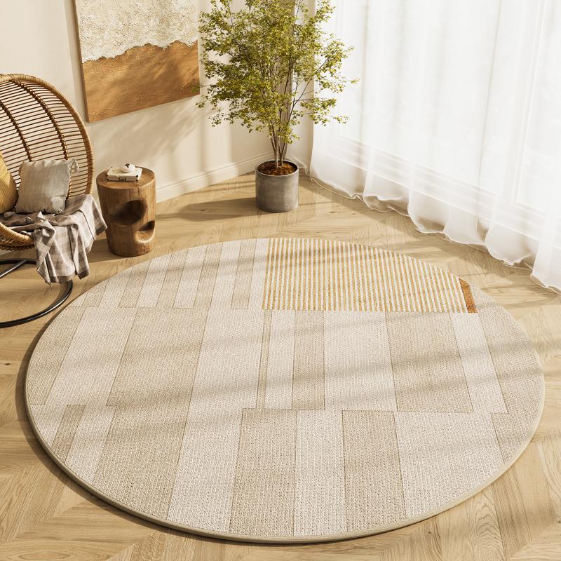 Modern Style Bedroom Decor Round Carpet Minimalist Line Carpets for Living Room Washable Lounge Soft Carpet Anti-slip Study Rug