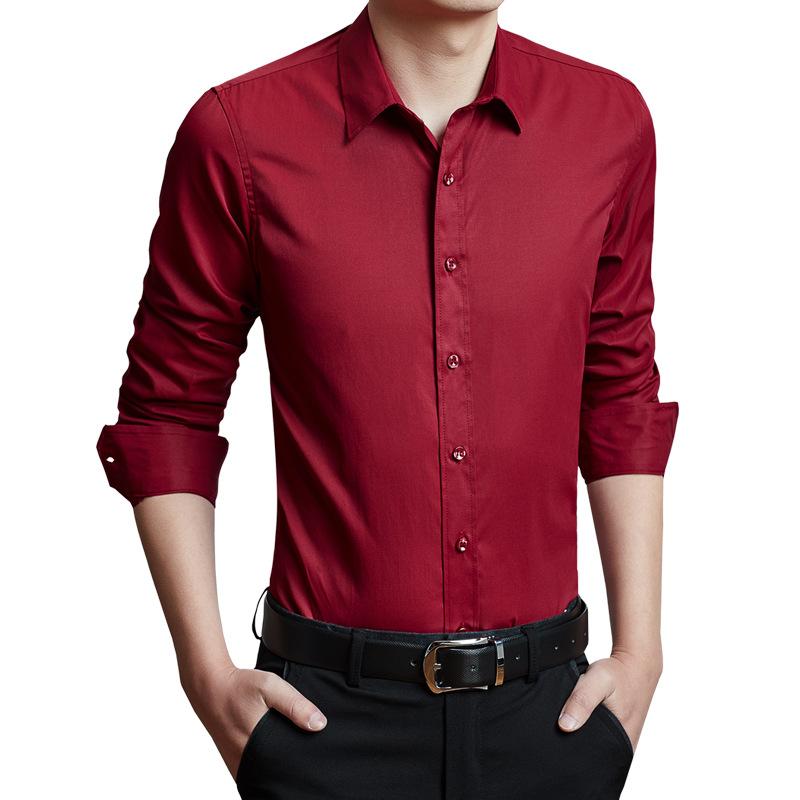 Pánská business casual košile s dlouhým rukávem, úzký střih, jednobarevná, formální