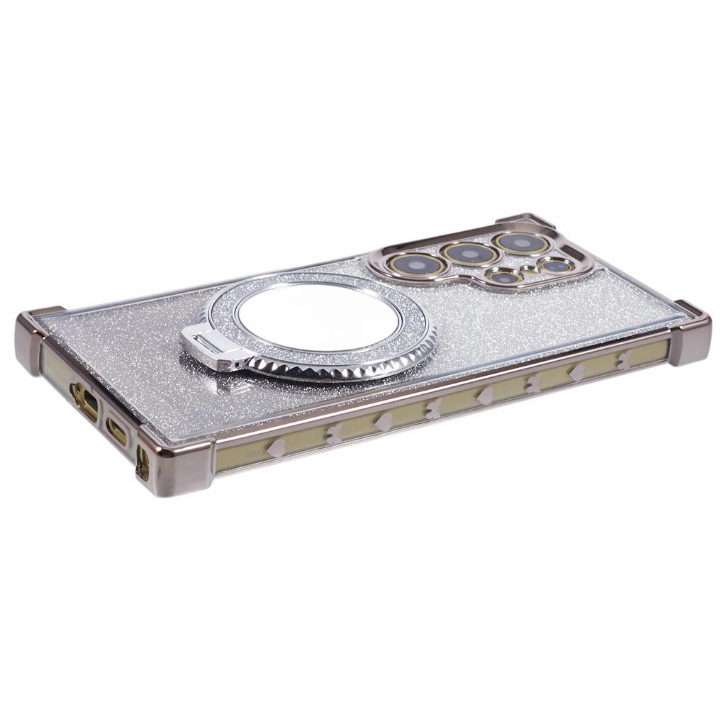 Etui na Samsunga Galaxy S24 Ultra Brokatowe Etui TPU na Telefon ze Stojakiem Lusterko