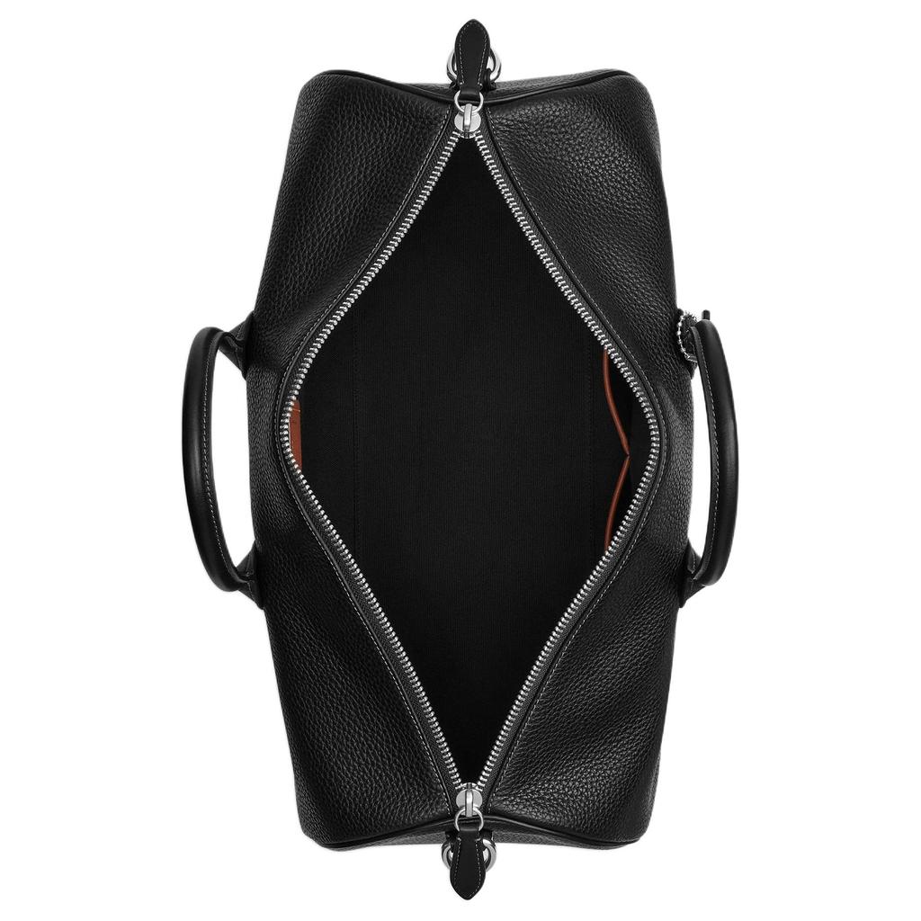 Coach Compass 45 Silver Zipper Closure Leather Bowling Bag Unisex Shoulder Bag Black CCB85-BLK