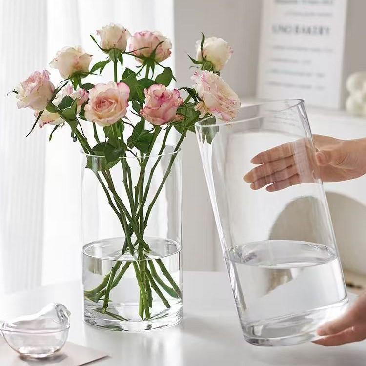 Transparent Glass Flower Vase & Hydroponic Container - Floor Ornament