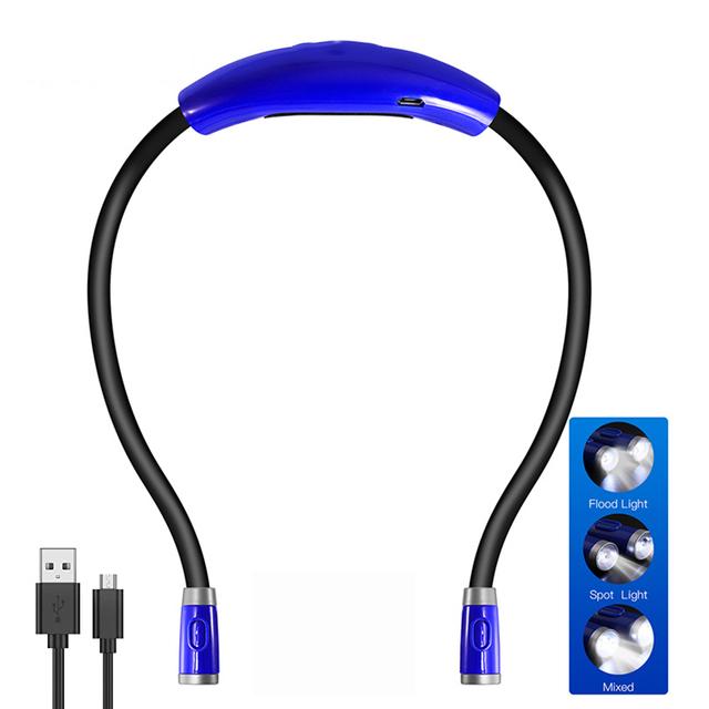 D2 USB Reading Lamp Night Light Neck Book Light Rechargeable HandsFree Durable LED for Knitting Camping Repairing Work Lighting