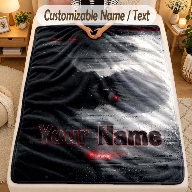 Flannel BlanketTokyo Ghoul Custom Name Text Personalized Soft Warm Throw Blanket Home Decor Gift
