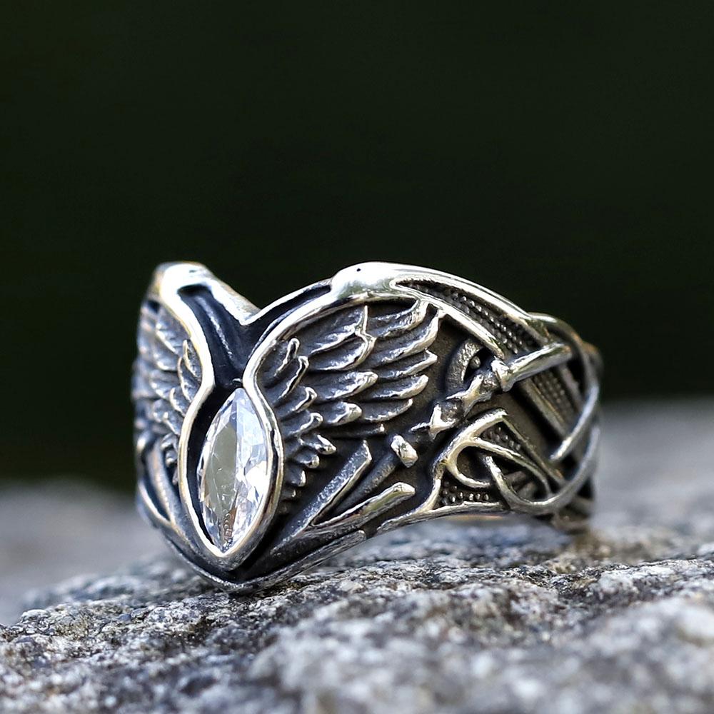 

2025 NEW Men s 316L Stainless Steel Rings Eagle Wings with Zircon Colorful Stones Special Shape VIKING Jewelry Free Shipping 7 белый