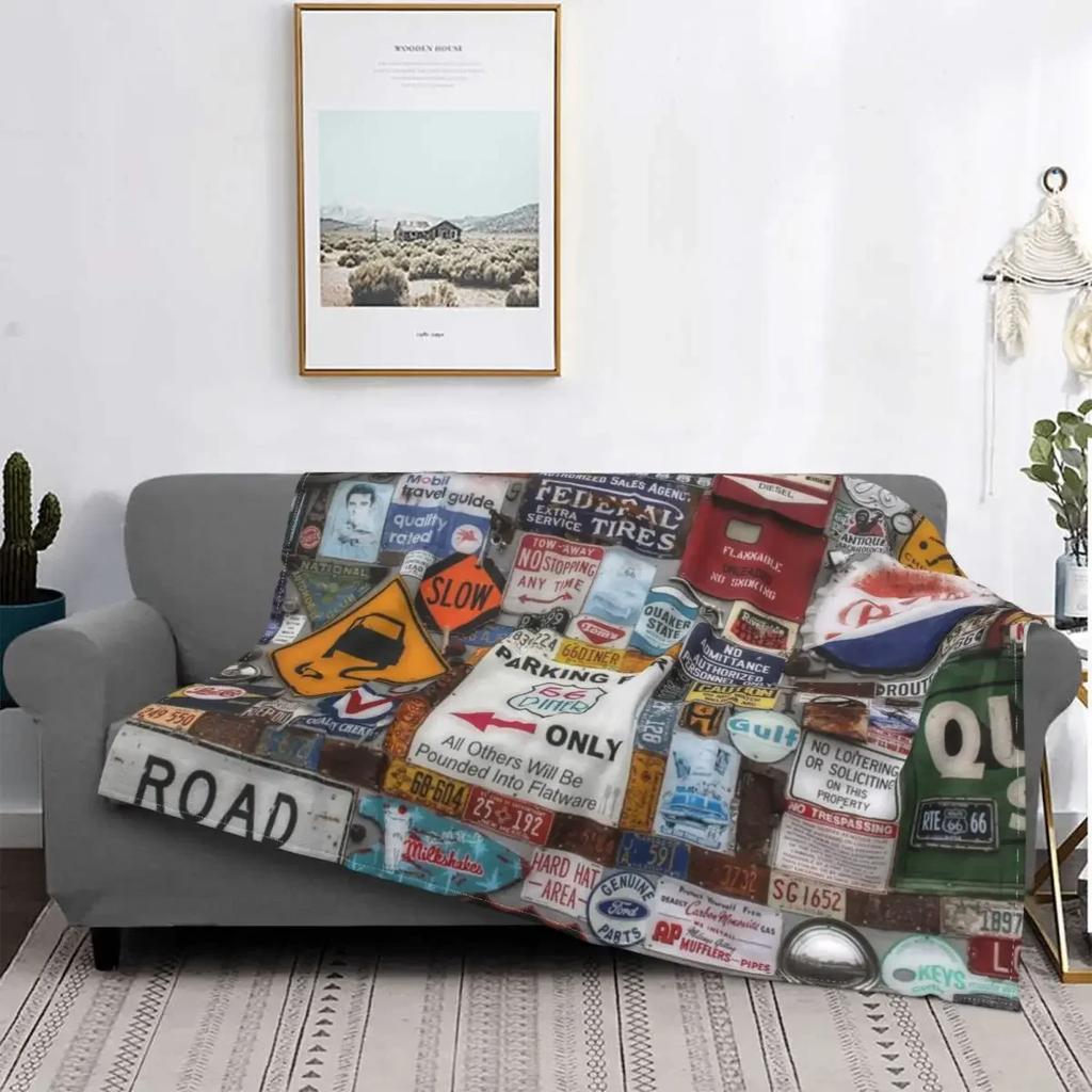 Route 66 Mother Road My Version Blankets Fleece Ultra-Soft Throw Blankets for Bedroom Sofa Bedspread for Living Room/Bedroom