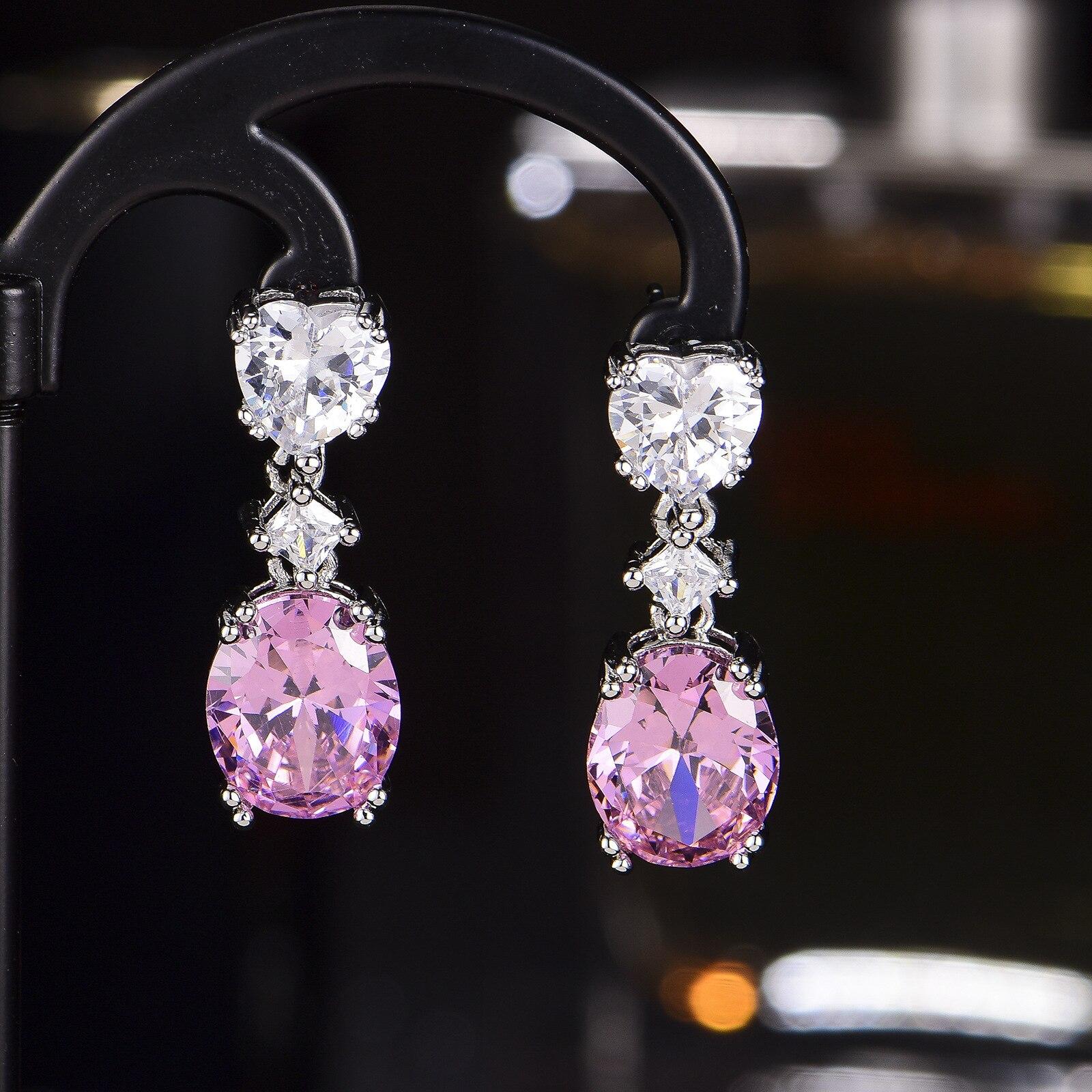 

BELLA BOX модные цветные женские серьги с цирконием, классические розовые, желтые, белые украшения для свадьбы, помолвки, годовщины розовый