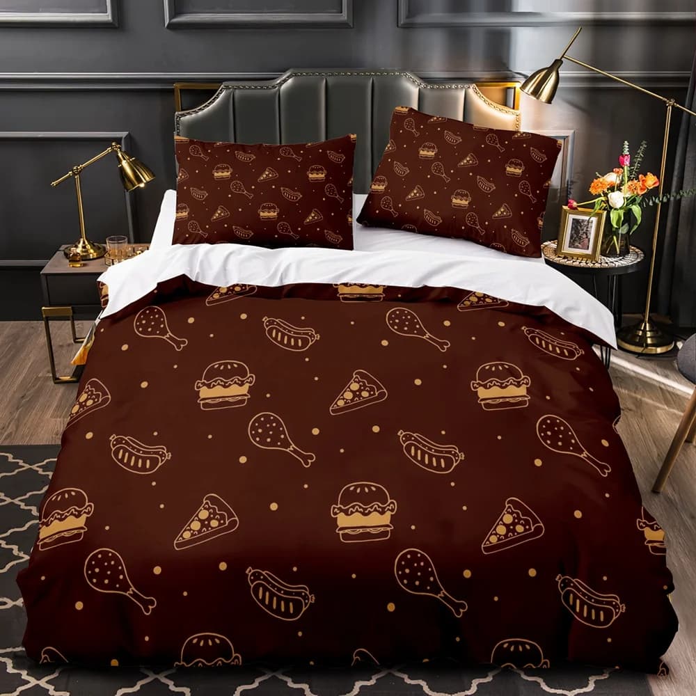 Comforter Cartoon Foods Delicious Pie For Kids Teen American Fast Food Themed Bedroom Rations Warm Comfortable