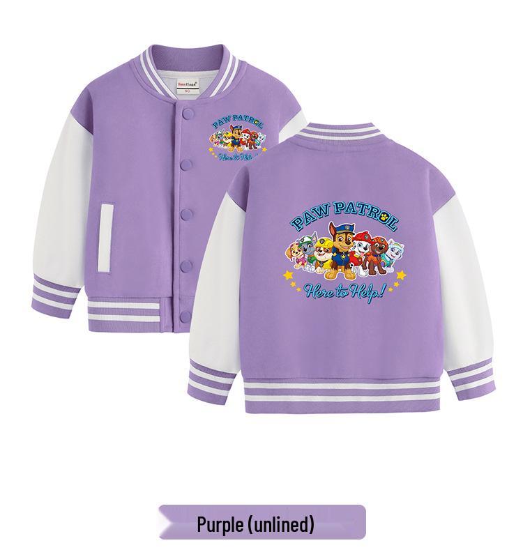 Paw Patrol Kids' Spring & Autumn Jackets: 2024 Thickened Baseball & Fleece Cardigan for Boys and Girls