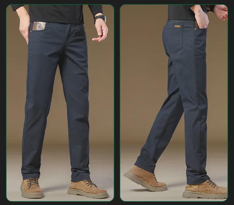 Men's Slim Fit Elastic Belt Cotton Suit Pants for Autumn/Winter 2024
