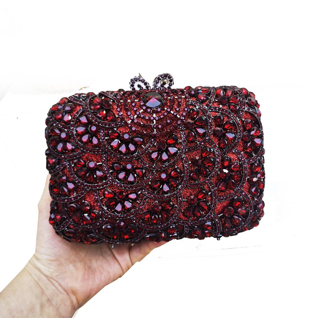 Hollow metal diamond-encrusted dinner bag banquet dress full of diamonds hand-held fashion bag