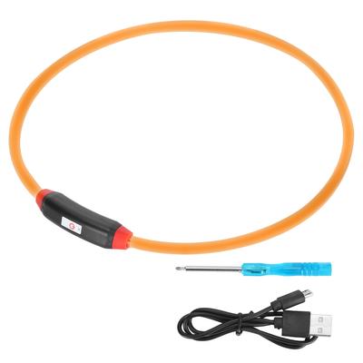 USB Rechargeable Adjustable DIY Cutting LED Dog Bite Resistant Collar Pet SuppliesYellow Light