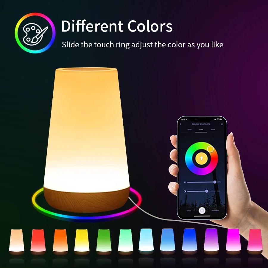 Xiaomi TUYA WiFi Night Light LED Smart Touch Bedside Lamp USB Charging Table Lamp Dimming Night Lamp Room Decor Lamp  Alexa Google Home