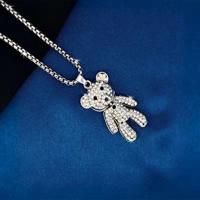 Niedliche Bärenkette Damen Vielseitig Hip-Hop Kalter Wind Verblasst nicht Pulloverkette Lang Schmuck